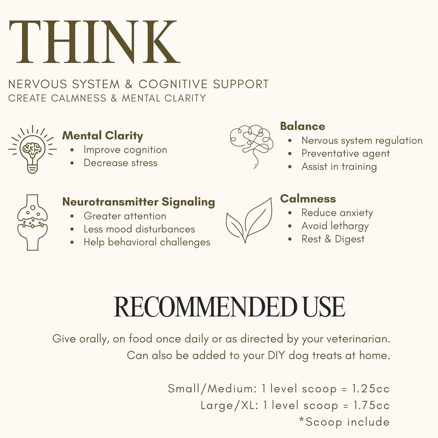 Think Cognitive and Calming Supplement with Collagen and Magnesium - Supports Nervous System Against Stress, Behavioral Challenges, and Cognitive Issues (Large/X-Large)