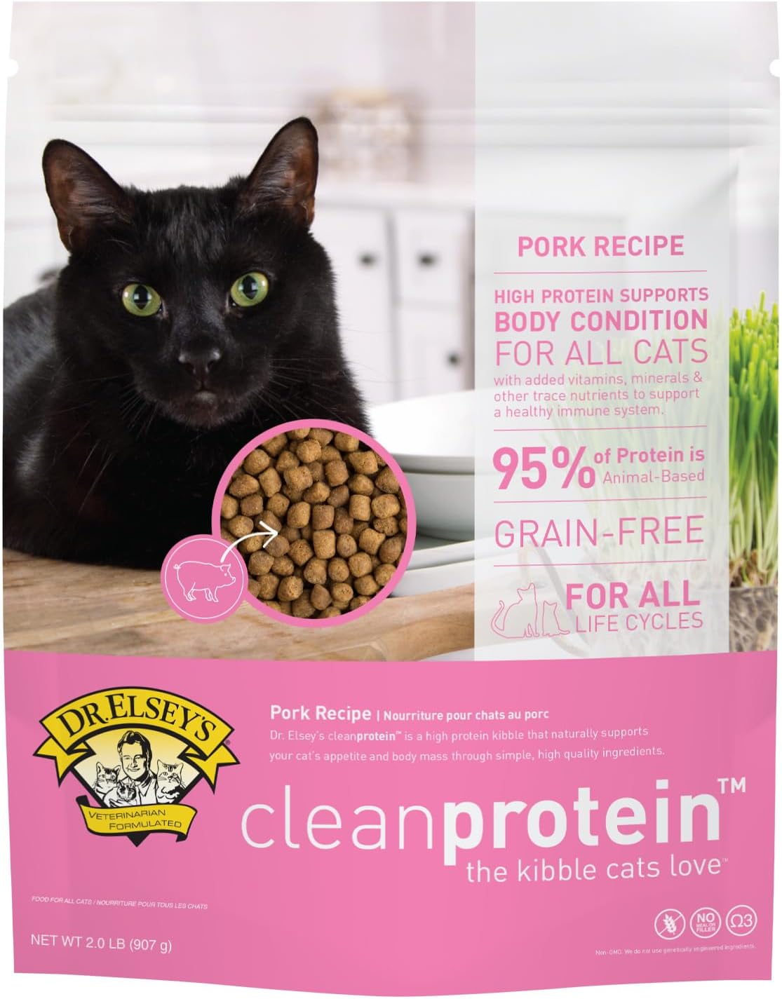 Dr. Elsey's cleanprotein Pork Cat Kibble 2lb. Bag