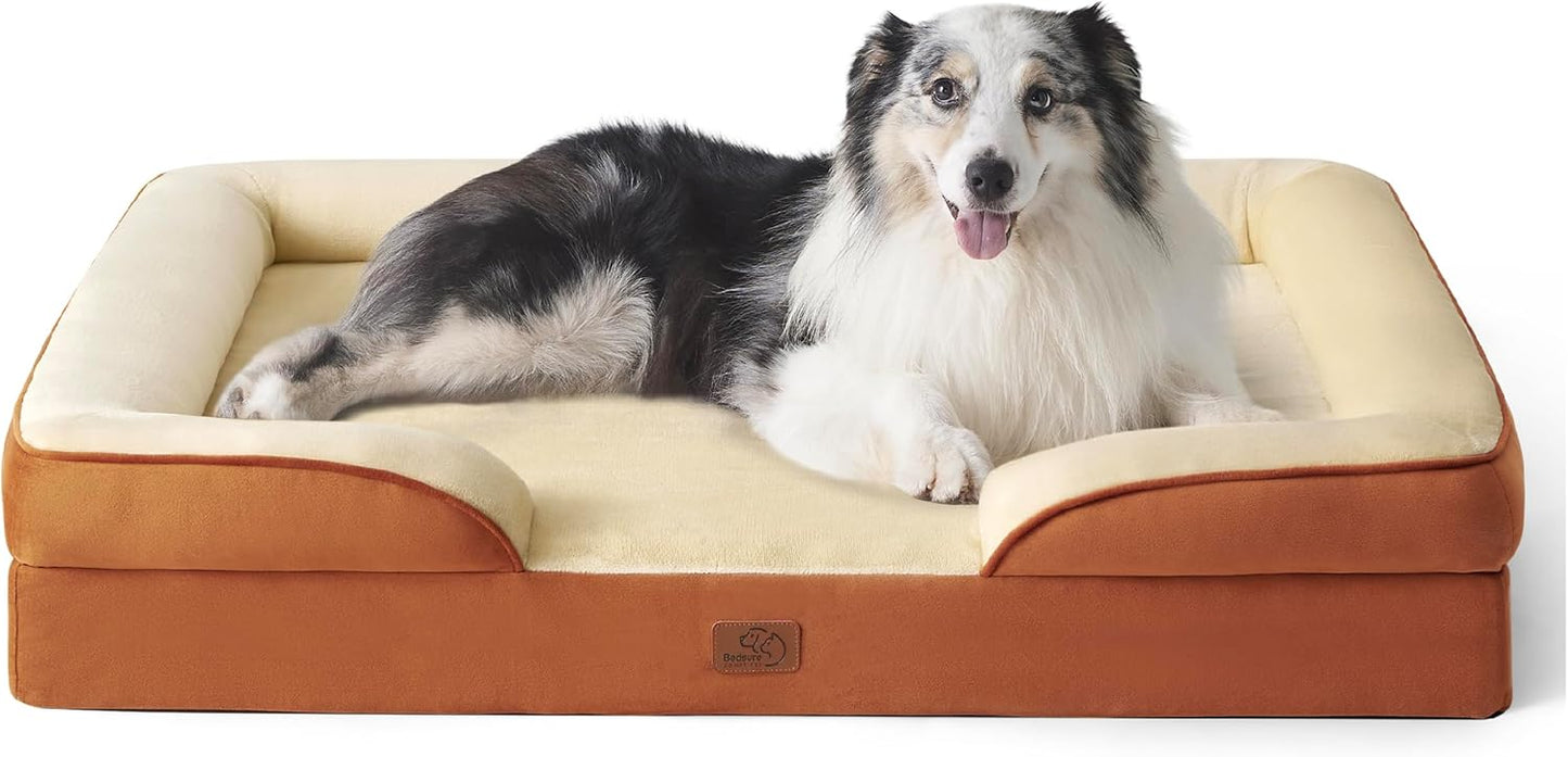 Bedsure XL Orthopedic Dog Bed for Extra Large Dogs - Washable XLarge Dog Cat Bed Waterproof, Comfort Dogs Couch Sofa with Washable Removable Cover, Pet Bed with Nonskid Bottom, Ember Clay, 42"