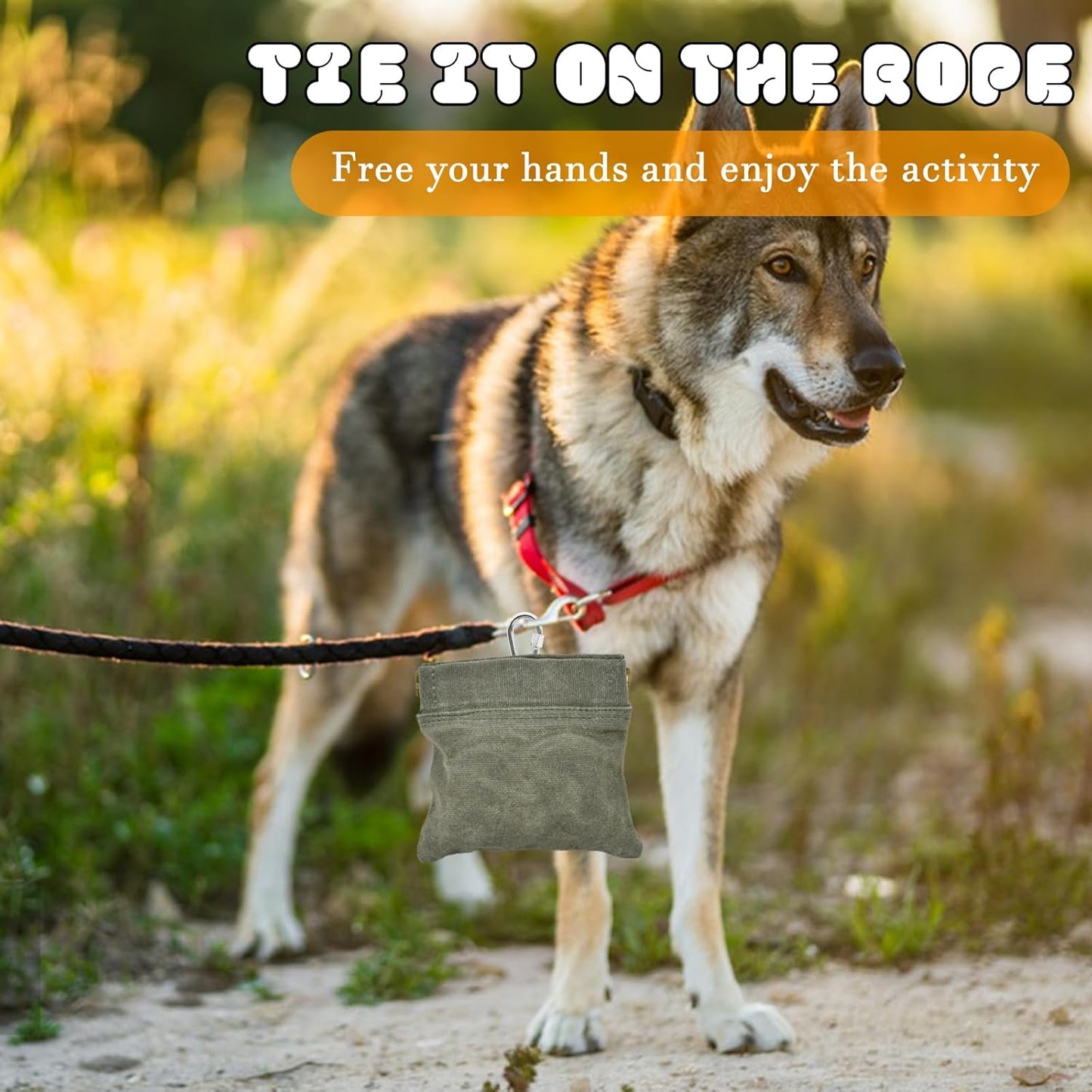 CONLI Dog Treat Pouch Portable Treat Pouches for Pet Training, Dog Training Treat Pouch with Carabiner, Auto Closing Pet Feed Snack Reward Pocket for Pet Travel or Outdoor Use