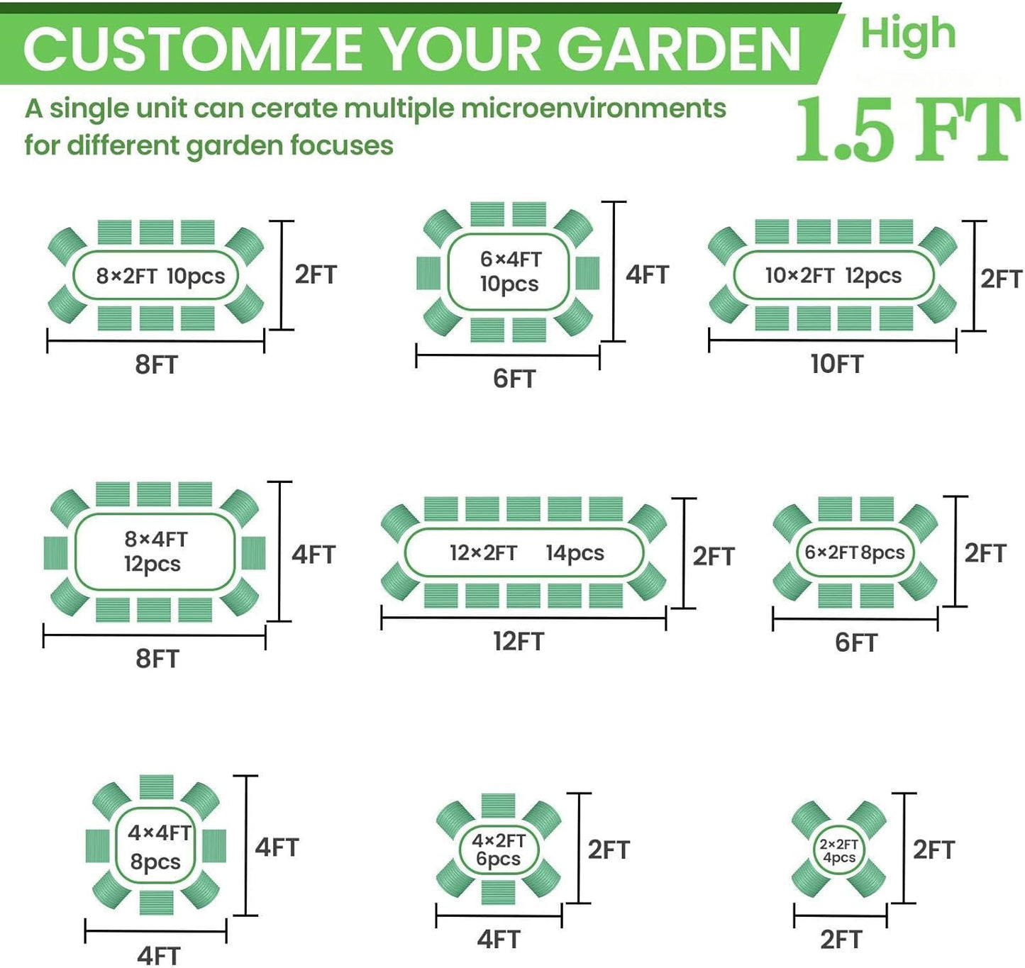 BTDVR 2 PCS 9 in 1 Tall 8×2×1.5ft Galvanized Raised Garden Bed Outdoor, Metal Raised Beds for Vegetables, Above Ground Garden Box for Flower, Steel Garden Bed for Gardening