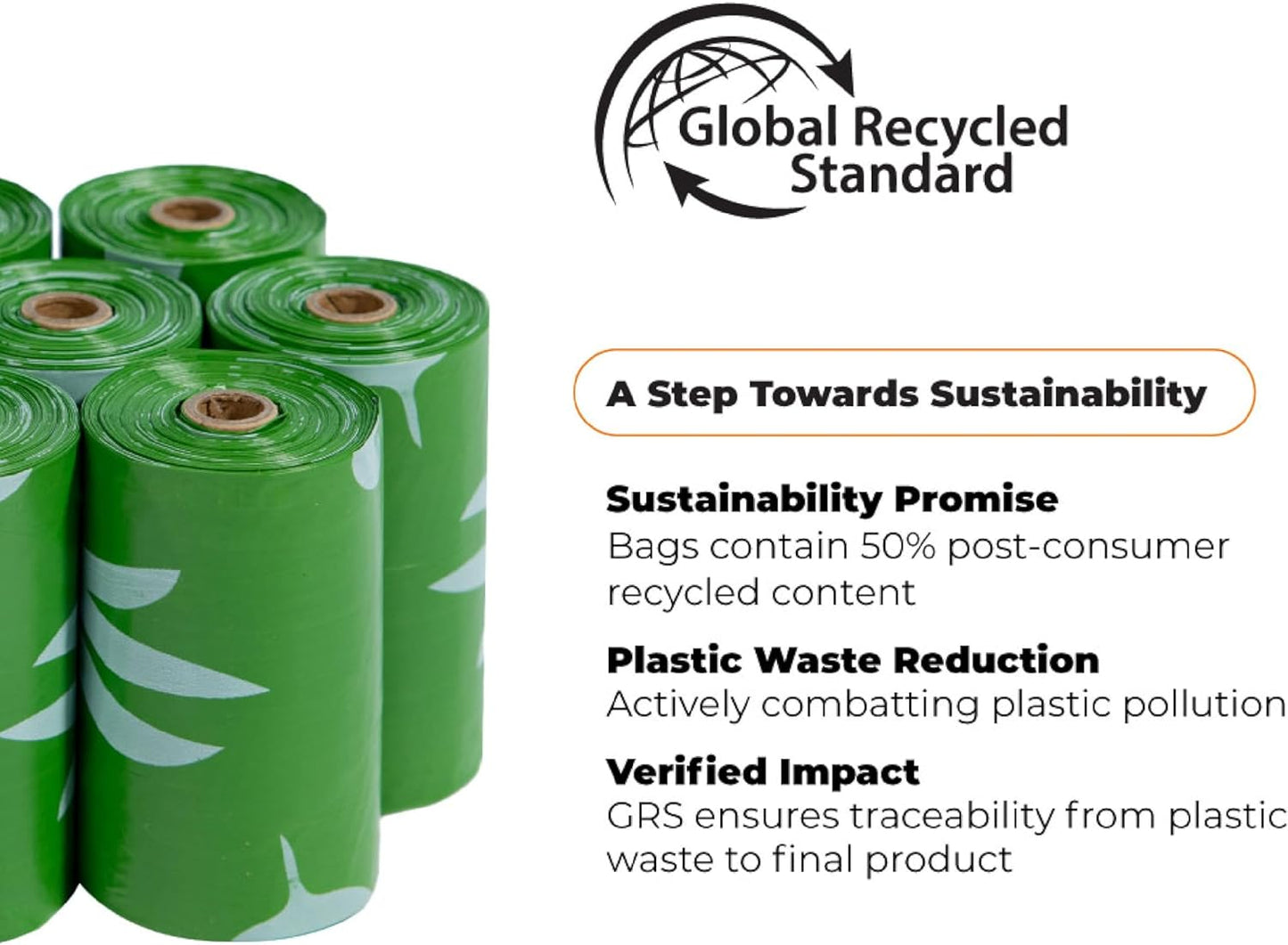 Best Pet Supplies Poop Bags for Dogs, 50% Post-Consumer Recycled Content dog waste bags on rolls, fits all poop bag holders for leashes - 300 Count, Green, Lavender Scented