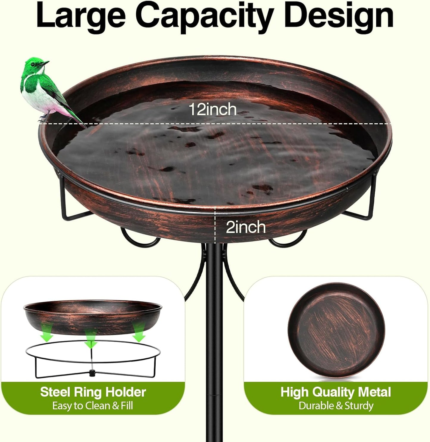 Daoeny 35In Metal Bird Bath for Outside, Vintage Freestanding Birdbaths & Birdfeeder, Bird Baths Feeder Bowl for Outdoors Garden Patio Yard Lawn Decor, Upgraded 5-Pronged Base (Antique Bronze)