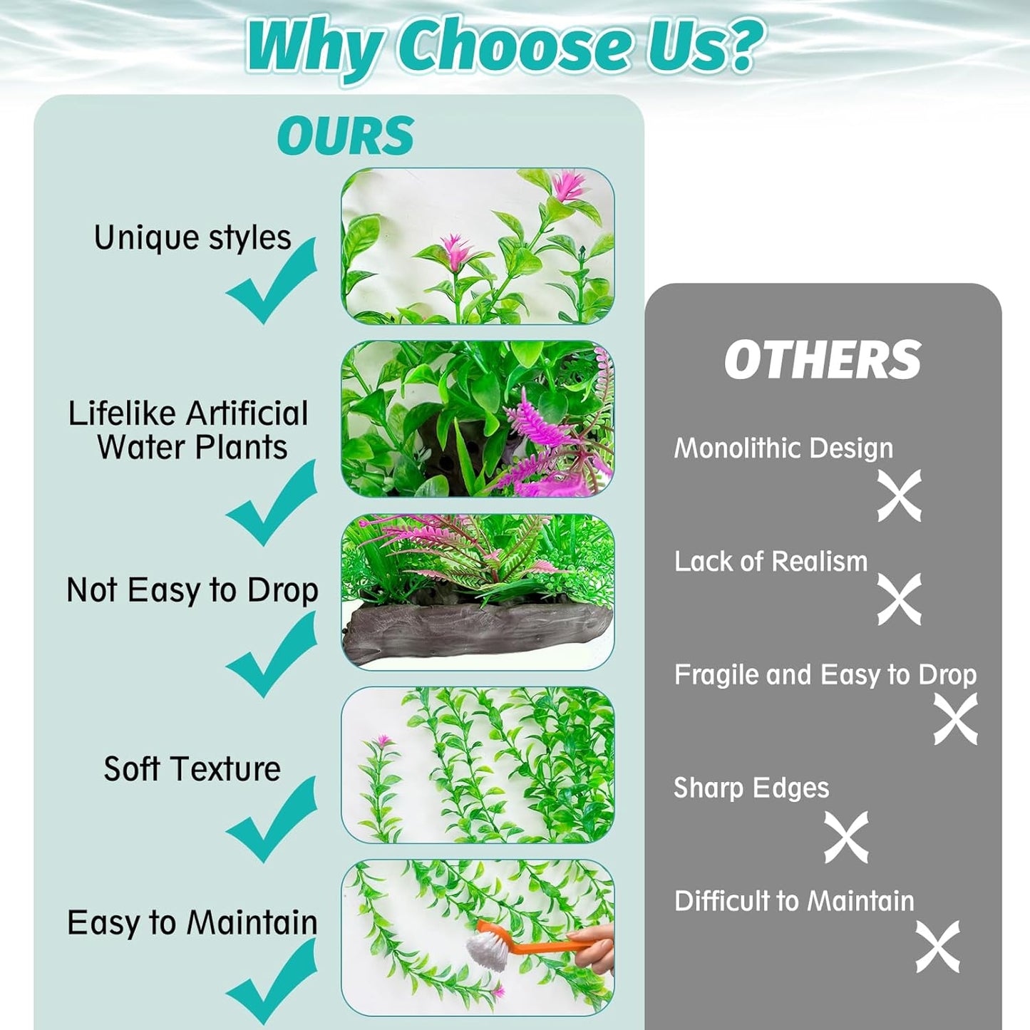 Hamiledyi Aquarium Plastic Plants Aquarium Decor Artificial Fish Tank Plants,Tall Fish Tank Decorations, Extra Large Aquarium Plant 20.4-inch Tall,1PCS