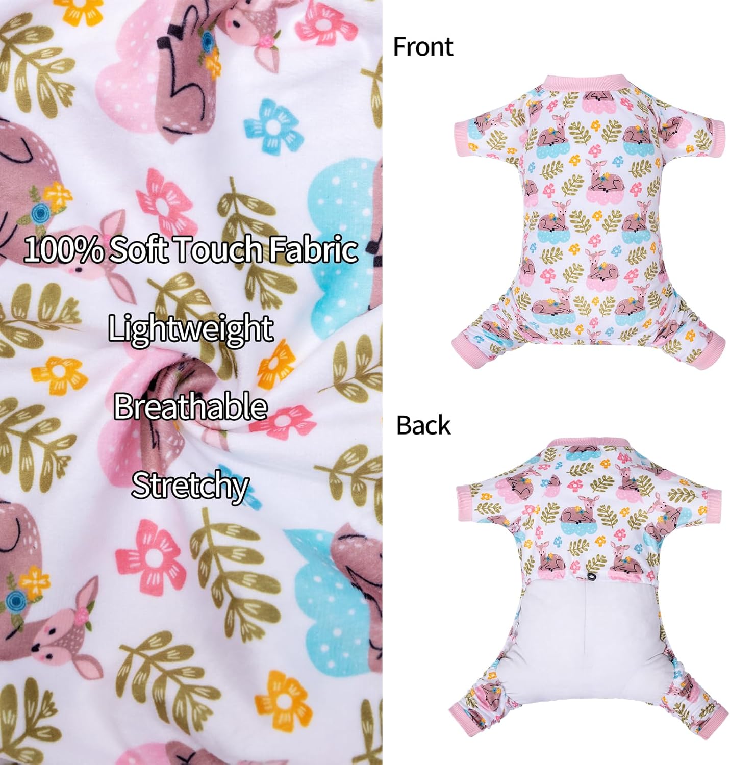 CuteBone Small Dogs Outfit Soft Puppy Onesies Pjs Dog Pajamas Pet Coat Cat Apparel Comfy Doggie Jumpsuit Bodysuit for All Seasons P286M