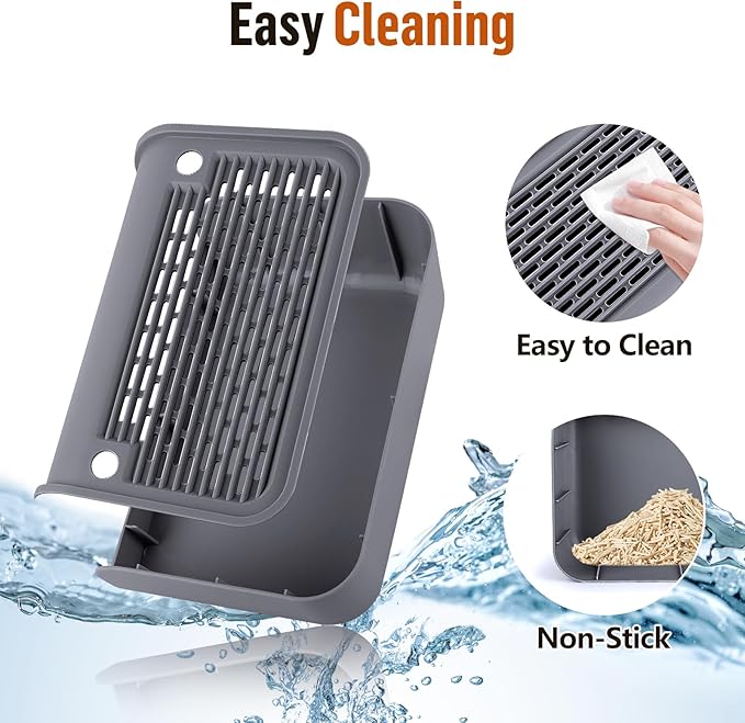 Cat Litter Box Step, Cat Litter Box Ramp Mat with Filter Function for Self-Cleaning Cat Litter Box, Easy to Clean, Cat Pedal Step Stool Ideal for Kitten & Elderly Cats (Dark Grey)