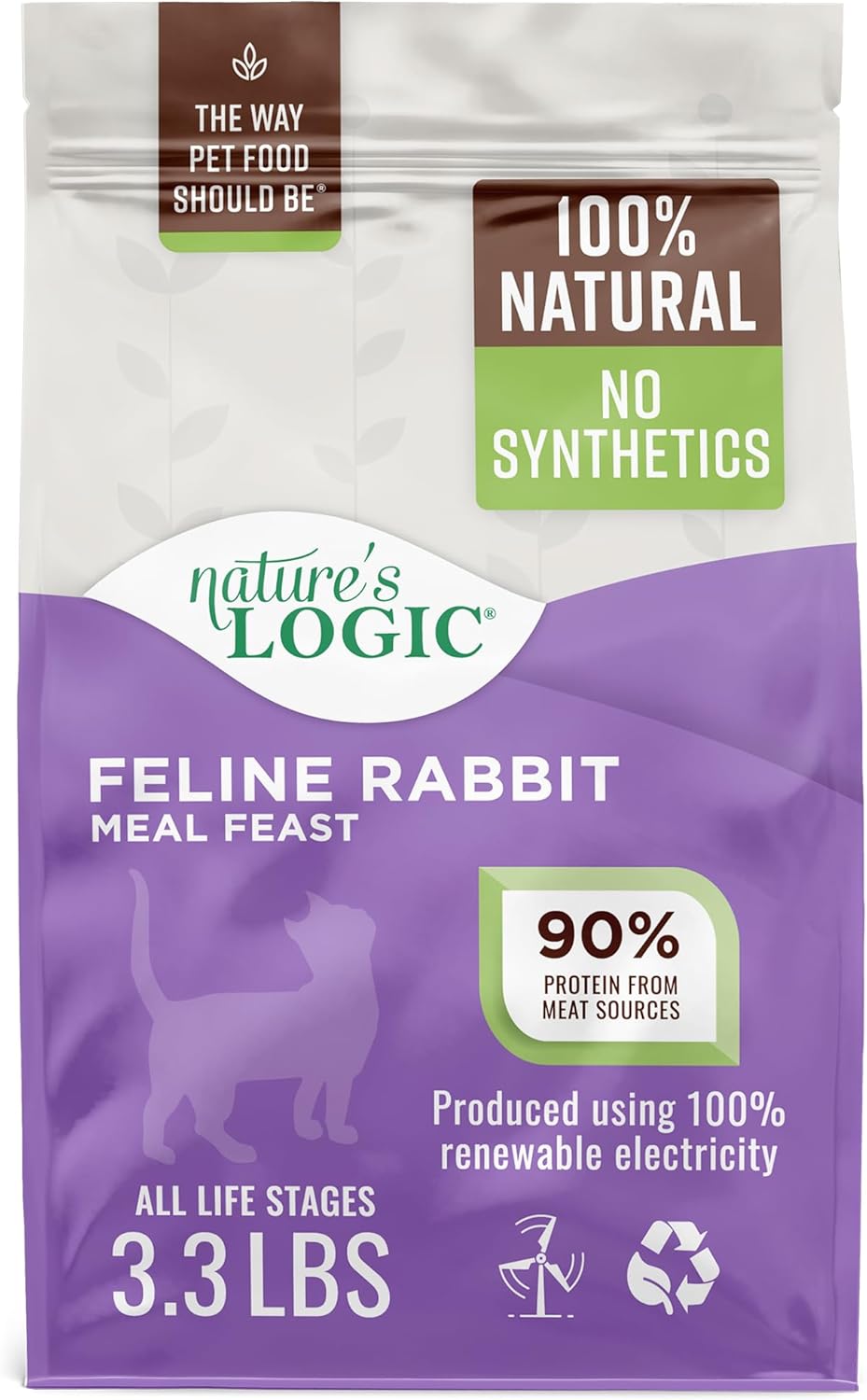 Nature's Logic Feline Chicken Meal Feast Cat Food - High-Protein Dry Food for Cats, 100% Natural Nutrition with Probiotics & Prebiotics - All Life Stages - Rabbit, 3.3lbs