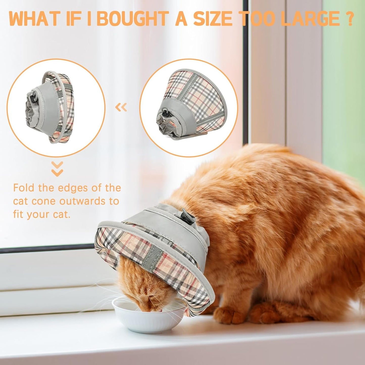Cat Cone Collar Soft, Cat Recovery Collar for Large Medium Small Cats Kittens, Pet Cone Alternative After Surgery