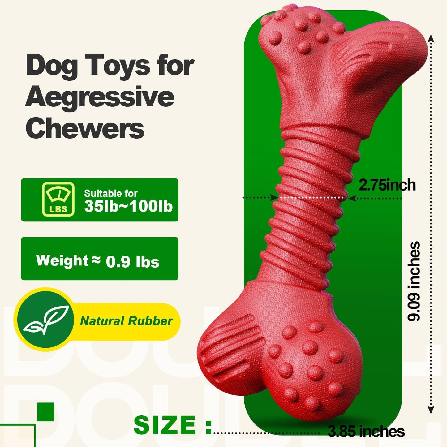 Dog Toys for Aggressive Chewers, Dog Toys for Medium Large Dogs, Natural Rubber Dog Chew Toys with Beef Flavor, Indestructible Chew Toys for Aggressive Chewers (red)