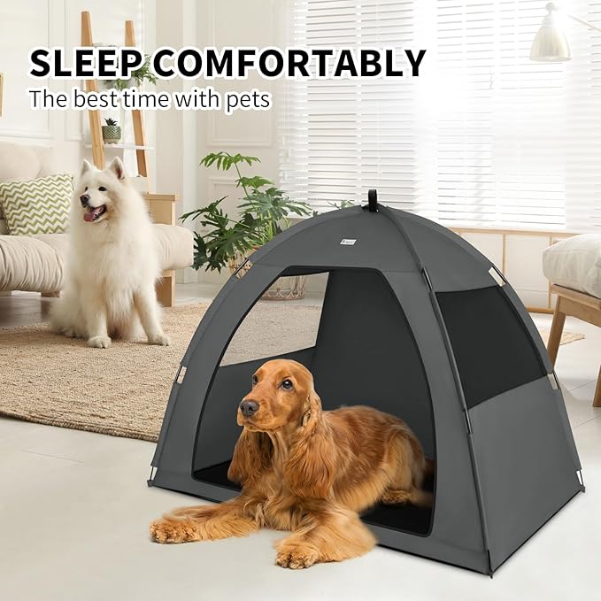 Gray Extra Large Outdoor Cat and Dog Tent House, Waterproof, Washable, Indoor/Outdoor Cave Nest Bed