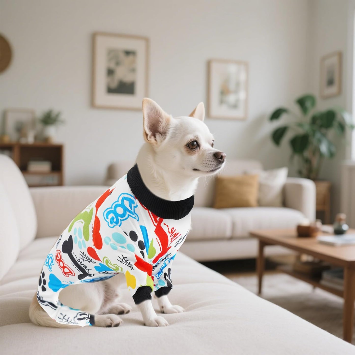 2PCS Dog Pajamas for XXXL Sized Dog Pjs Clothes Puppy Onesies Outfits Pet Jammies Boy Girl Male Female Apparel Soft Strechy Paw Bone Print XXXL