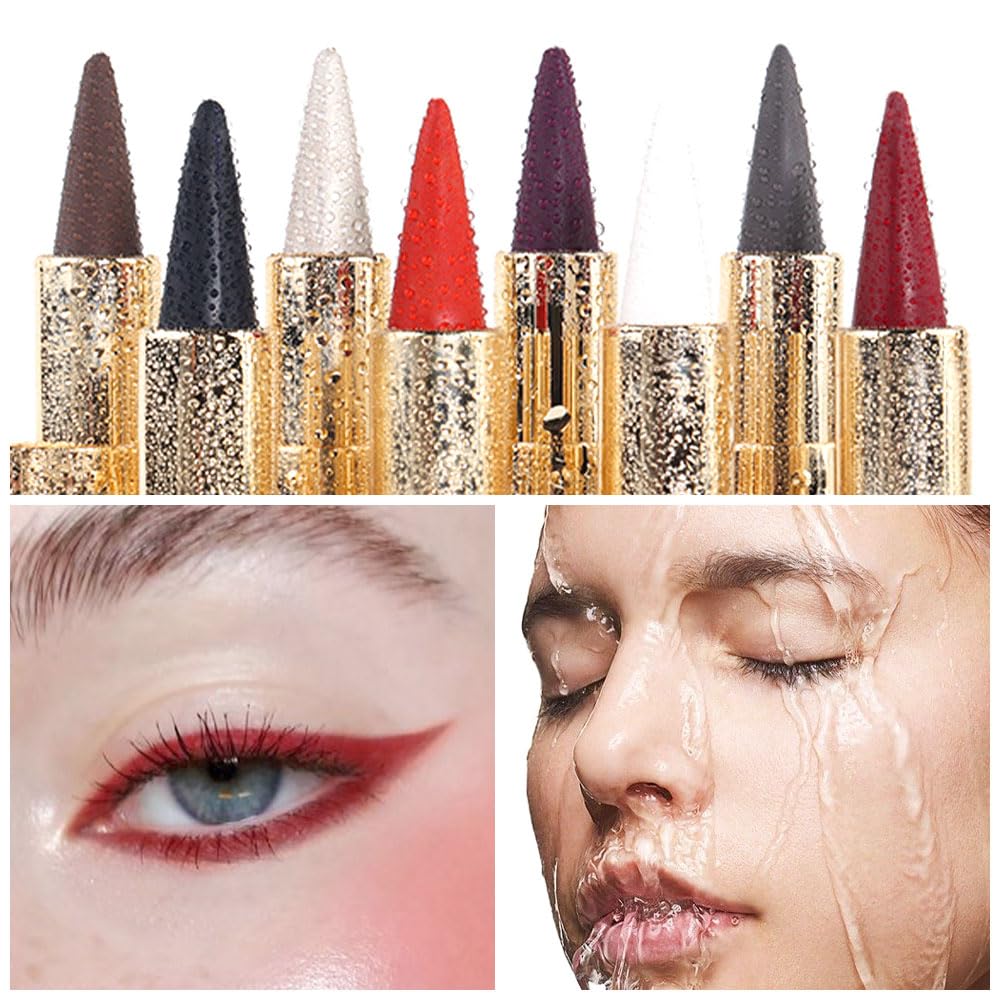 evpct 1Pcs Dark Red Gel Eyeliner Pencil Eye Black Face Paint Stick Makeup Set Waterproof Matte Cream Crayon Eyeliner Pencil Set Cat Eye Liners Eyeshadow Guide delineador de ojos contra el agua