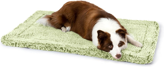 Stoutwool Indestructible Dog Bed - Fluffy Chew Proof Dog Crate Pad - Tough Kennel Pad for Aggressive Chewers - Washable, Ideal for Large Breeds & Fits 36-Inch Crate - 35"x22", Gleam