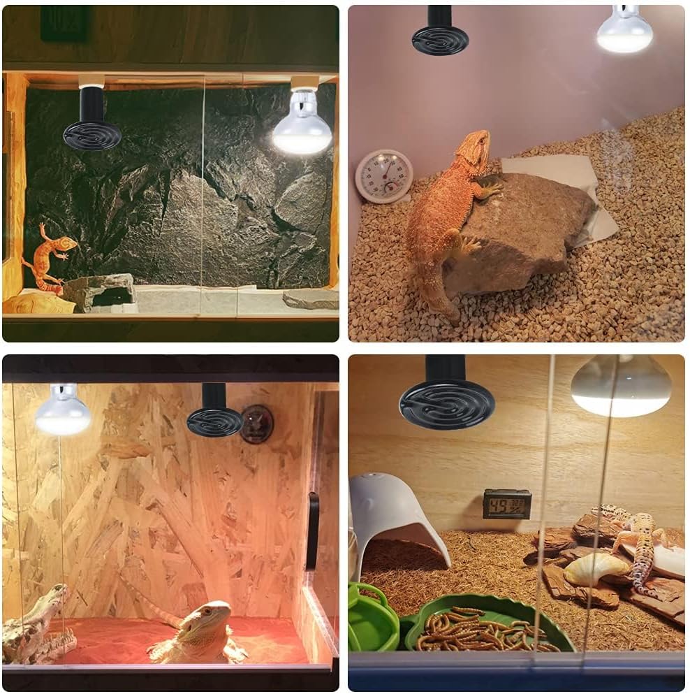 LUCKY HERP 100W Ceramic Heat Emitter, Reptile Heat Bulbs, Ceramic Heat Lamp for Reptiles, Amphibian, Chicken, Dog, Cat (2-Pack)