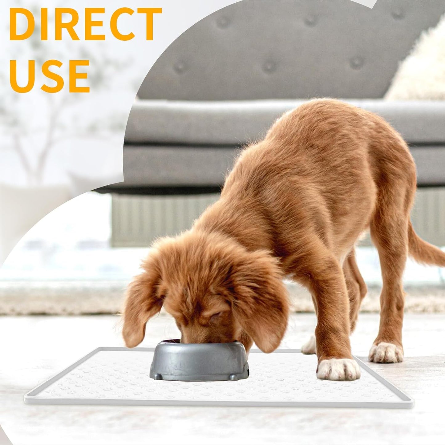 Ptlom Pet Placemat for Dog and Cat, Waterproof Silicone Pet Feeding Bowl Mats for Food and Water, Small Medium Large Dogs Mat Prevent Residues from Spilling to Floor, White, 31.5" 23.6"