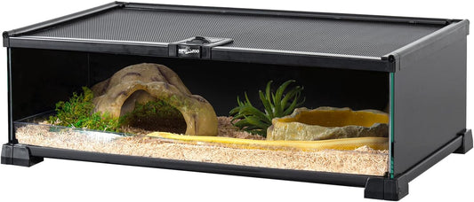 REPTIZOO Small Reptile Tank 20" x 12" x 6" Glass Reptile Terrarium with Top Feeding Habitat for Snake Spider