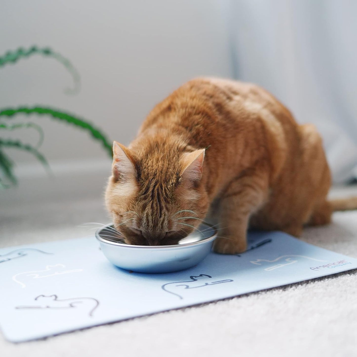 Cat Feeding Mat by Americat for Cat Food & Water Bowls – Machine Washable, Waterproof, No-Slip & Made in USA Cat Placemat – Protect Floors from Messy Eaters & Drinkers – 16 x 12 Inches (Cats)