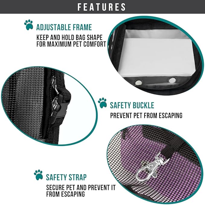 PetAmi Dog Purse Carrier for Small Dogs, Airline Approved Soft Sided Pet Carrier with Pockets, Ventilated Dog Carrying Bag for Puppy Cat, Dog Travel Supplies Bag, Sherpa Bed, Max 12 lbs, Purple