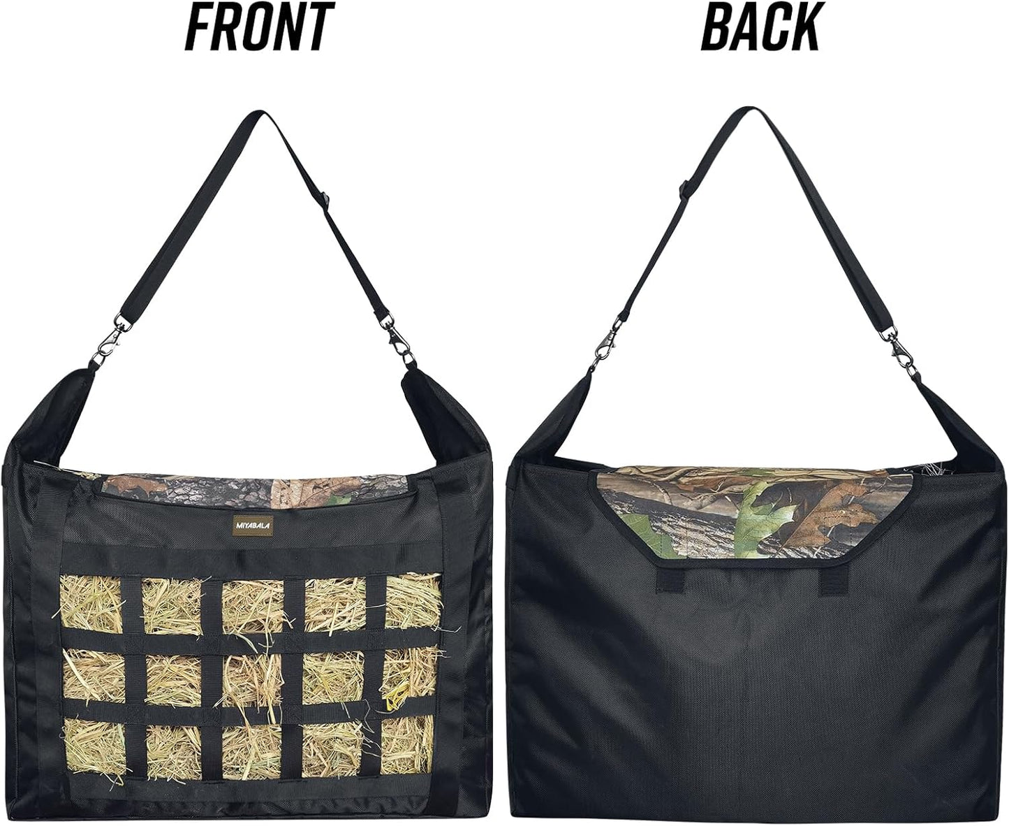 Hay Bag for Horses,Slow Feeder for Horse/Donkey/Goat, Premium 1680D Oxford Cloth,Easy to Fill and Hang with Extra Large Opening（Camo）