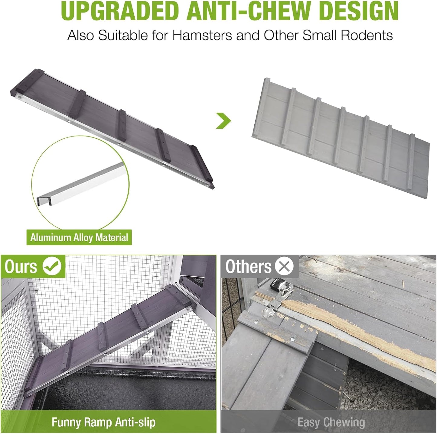 GUTINNEEN 2-Story Rabbit Hutch Indoor Bunny Cage Outdoor Guinea Pig House Wooden Small Animal Cage with Chew-Proof Ramp, Leak-Proof Tray, Lockable Wheels for 2-4 Rabbits, Guinea Pigs (Grey)