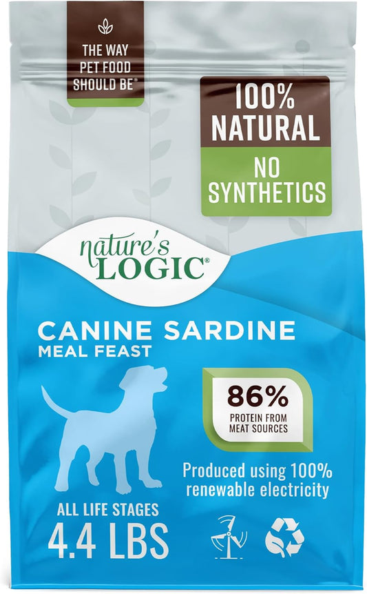 Nature's Logic Dry Dog Food - 100% Natural - No Synthetics - For All Ages, Sizes, Breeds - Free From Common Allergens, High Protein - Sardine Meal Feast, 4.4lbs