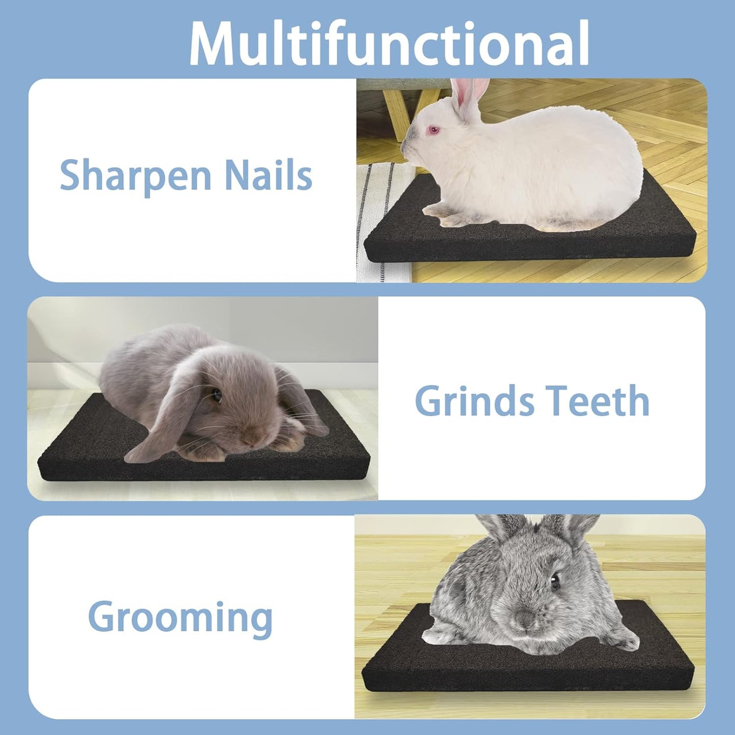 BNOSDM Rabbit Grinding Claw Pads Bunny Scratch Foot Pads Natural Hamster Lava Stone for Teeth Grinding Black Guinea Pig Scratching Board Chew Toy for Ferret Chinchilla Mouse