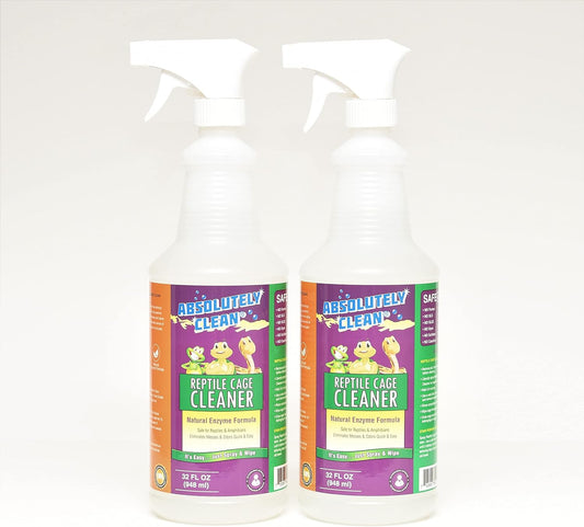 Absolutely Clean Amazing Reptile & Amphibian Terrarium Cleaner and Deodorizer - Just Spray/Wipe - Safely & Easily Removes Reptile & Amphibian Messes - USA Made (32oz Spray Bottle - Save 25%)