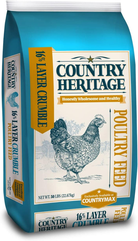 Country Heritage Chicken Layer Crumble 16% Protein Feed for Egg Layers 50 Pounds