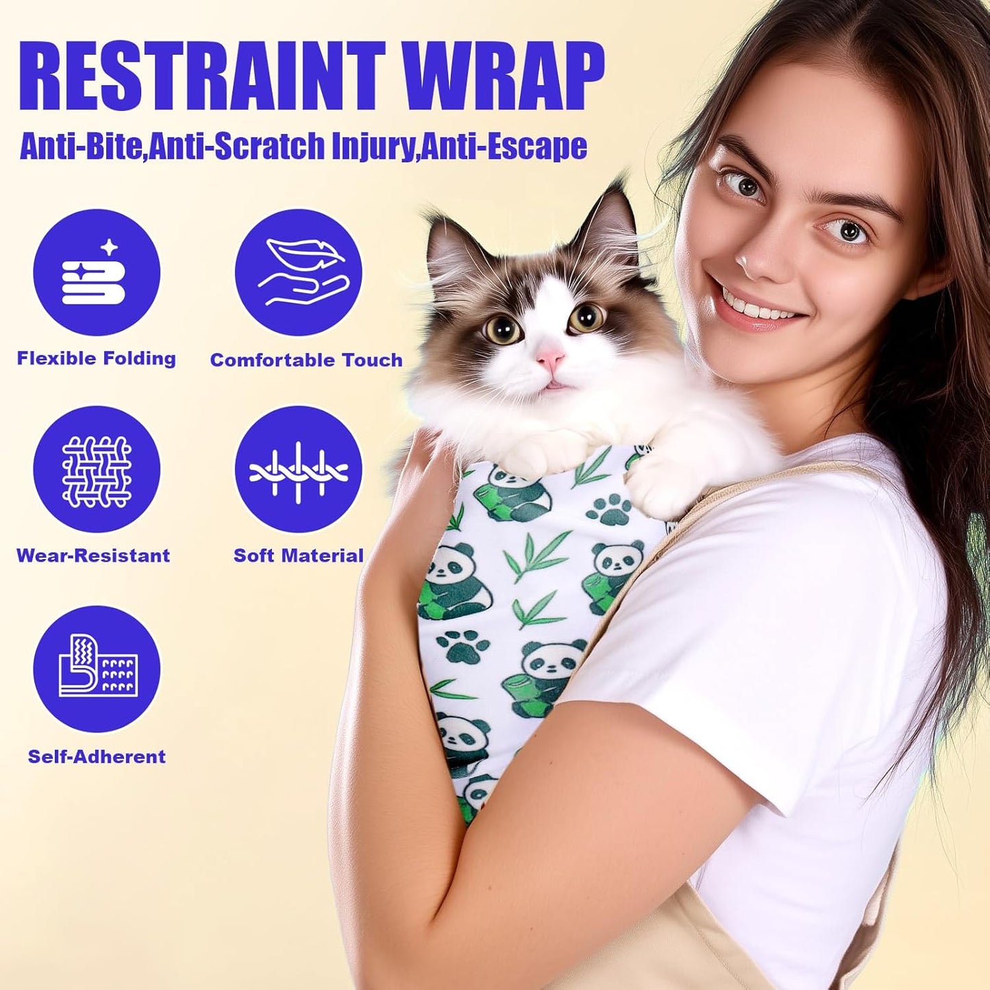 XANGNIER Cat Wrap for Grooming,Cat Restraint Wrap for Cutting Nails,Fabric Burrito Wrap for Nail Clipping, Anti-Scratch, Anti-Escape,Multifunctional Swaddle Wrap Pet Tool (20.8 x 20.8 Inch)