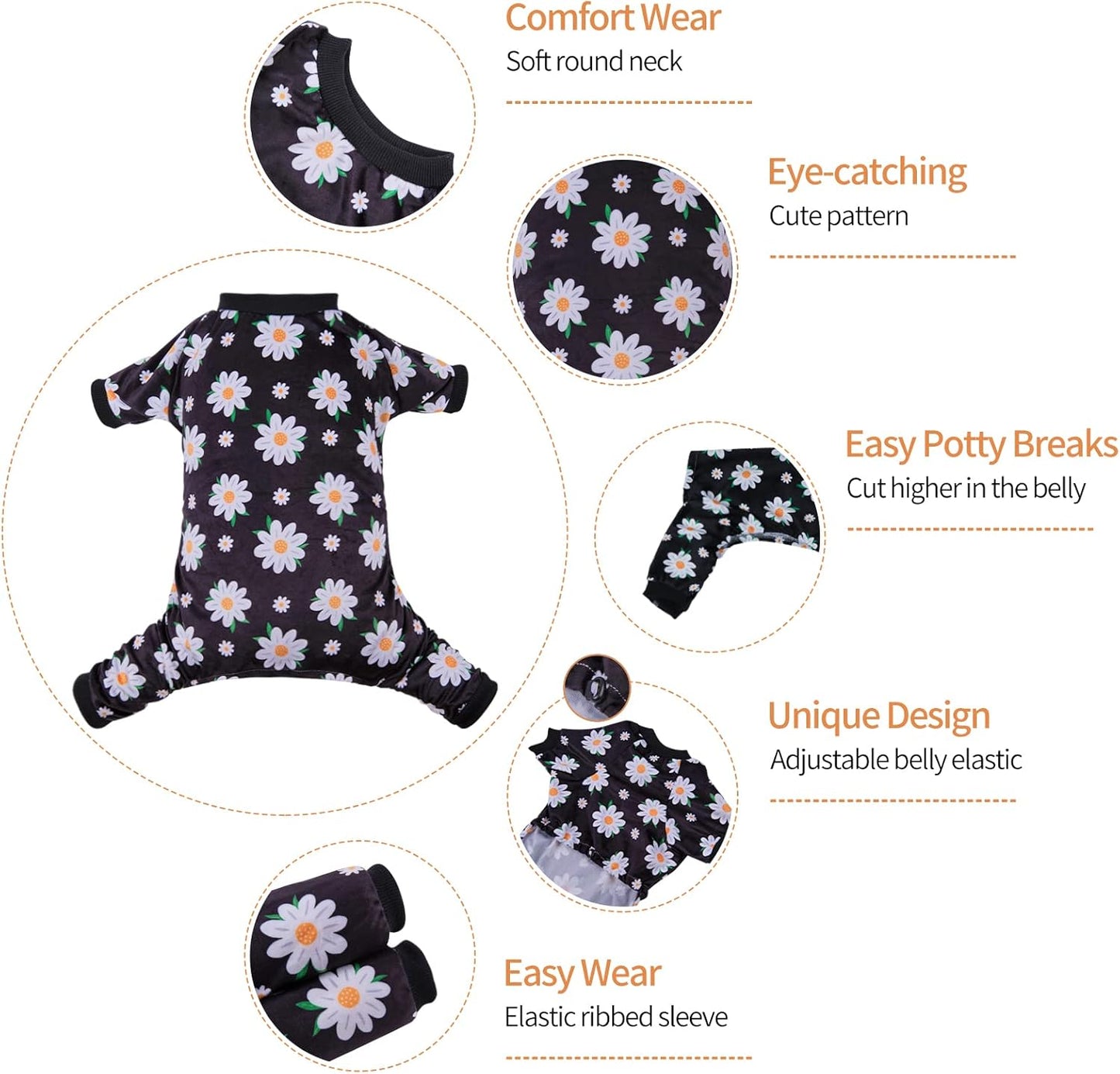 CuteBone Small Dogs Outfit Soft Puppy Onesies Pjs Dog Pajamas Pet Coat Cat Apparel Comfy Doggie Jumpsuit Bodysuit for All Seasons P221L
