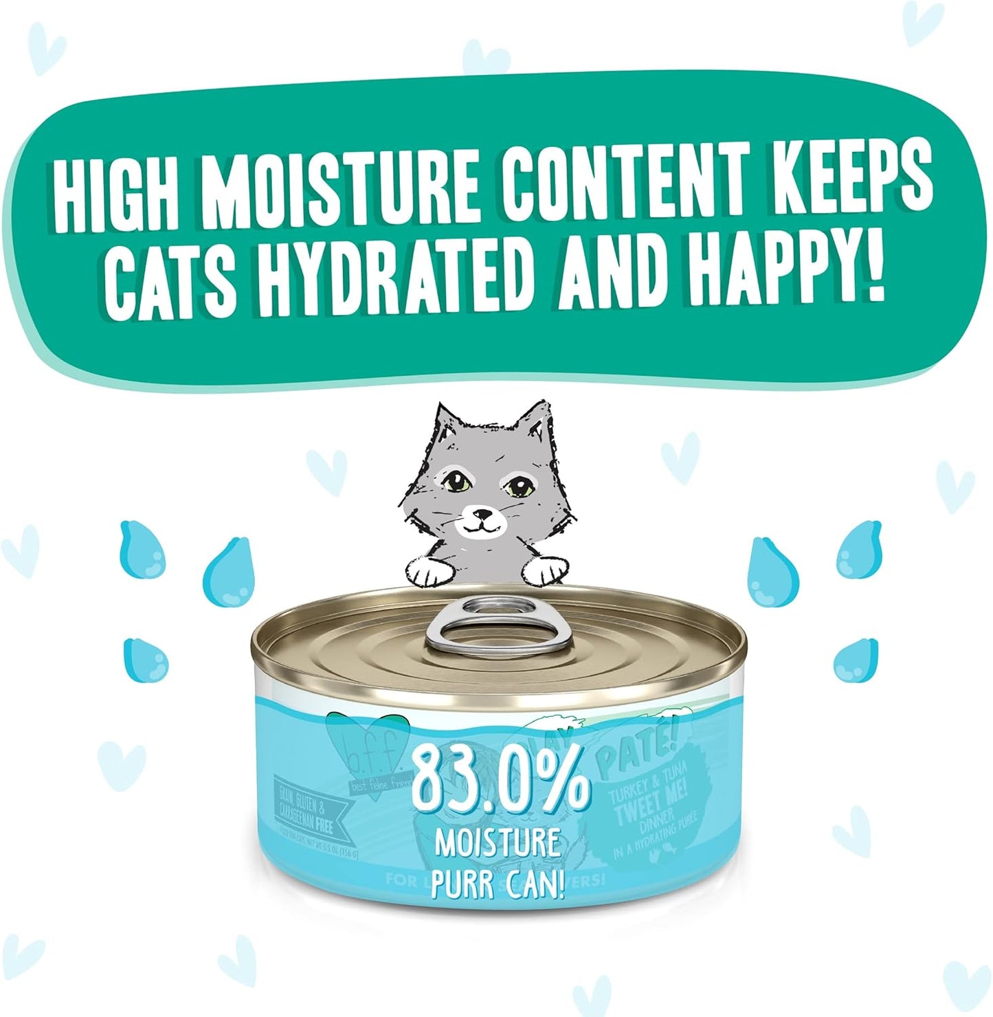 Weruva B.F.F. Play - Best Feline Friend Paté Lovers, Aw Yeah!, Turkey & Tuna Tweet Me! with Turkey & Tuna, 5.5oz Can (Pack of 8)