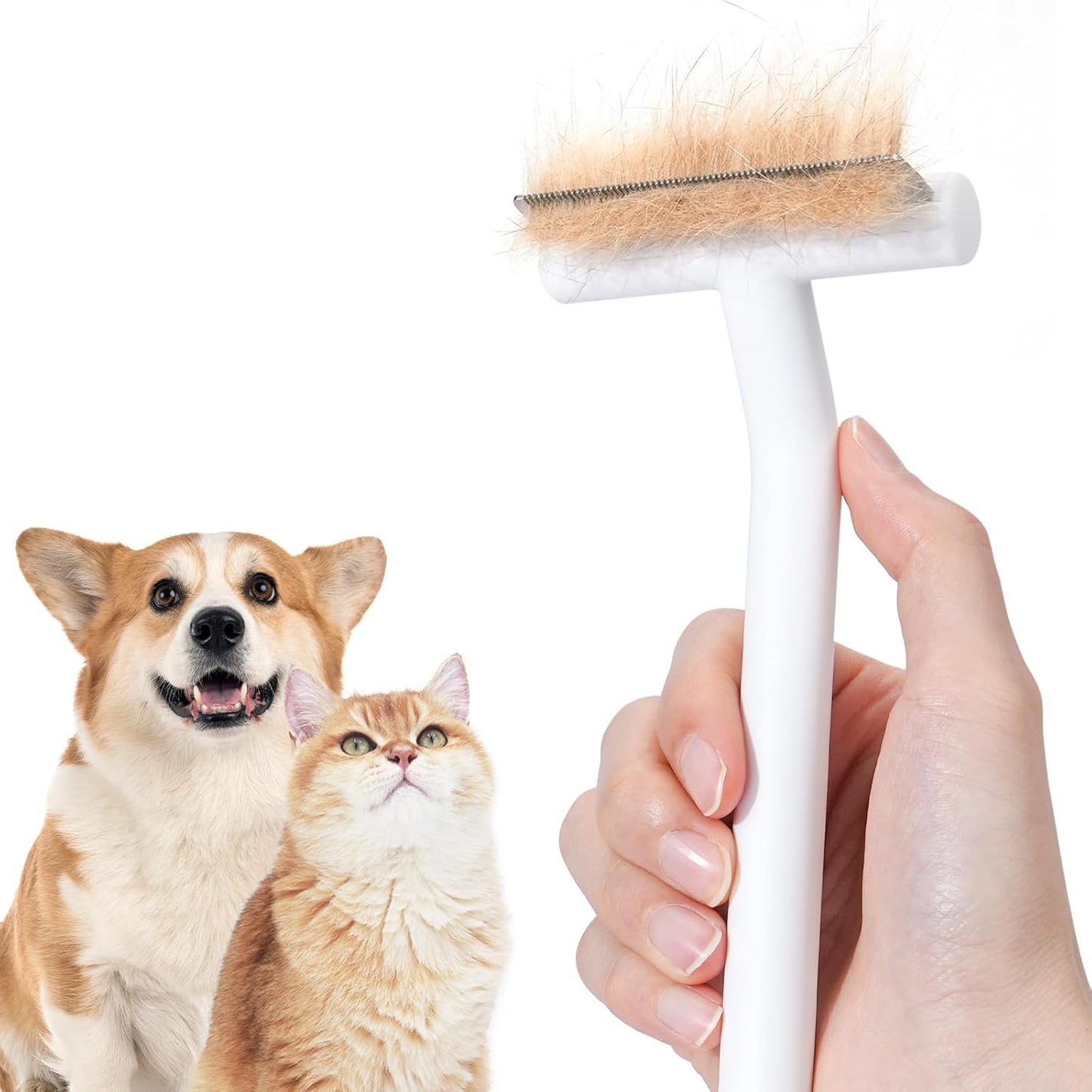 aumuca Pet Deshedding Tools for Short Haired Cats & Dogs, Dematting Deshedding Brush Cats Shedding Tool, Dog Undercoat Brush, Gently and Effectively Remove Loose Hair, Highly Deshedder Grooming Combs