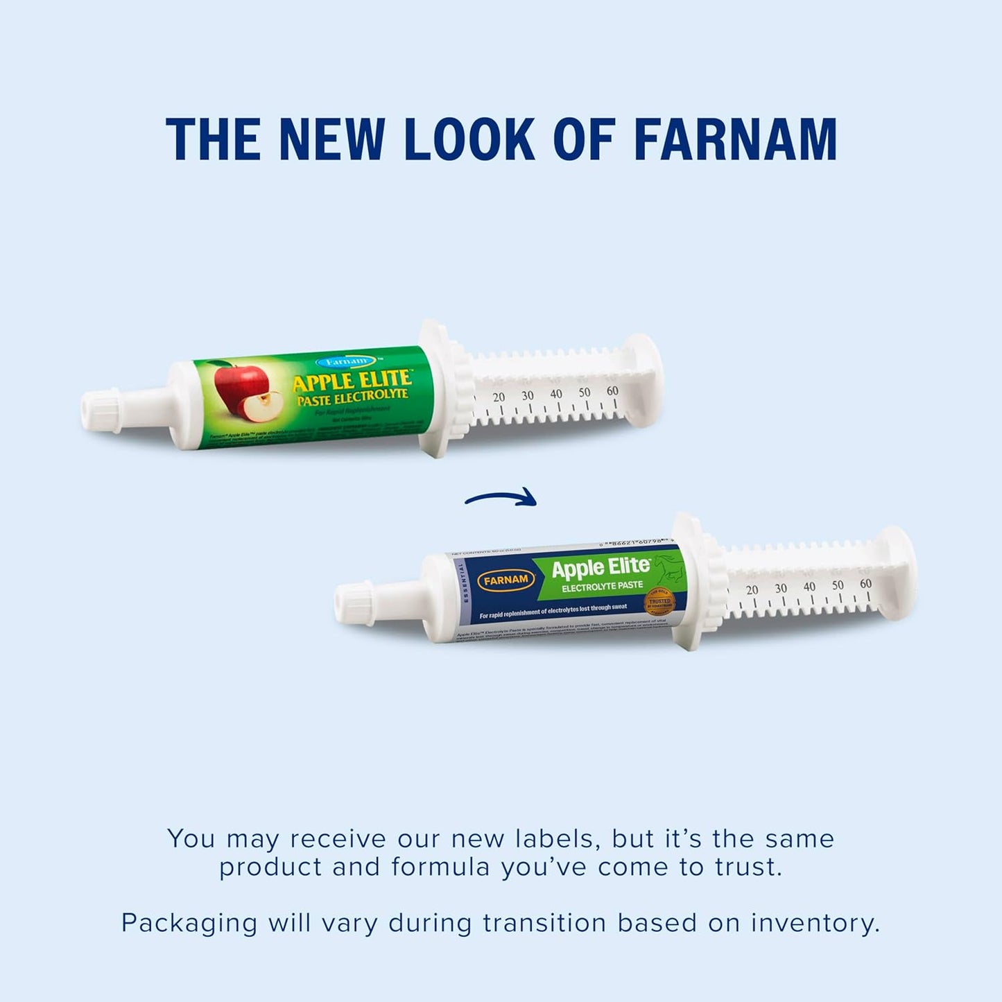 Farnam Apple Elite Electrolyte Paste Supplement for Horses, Replaces Vital Minerals, Encourages Hydration, No Added Sugar, 60 cc syringe