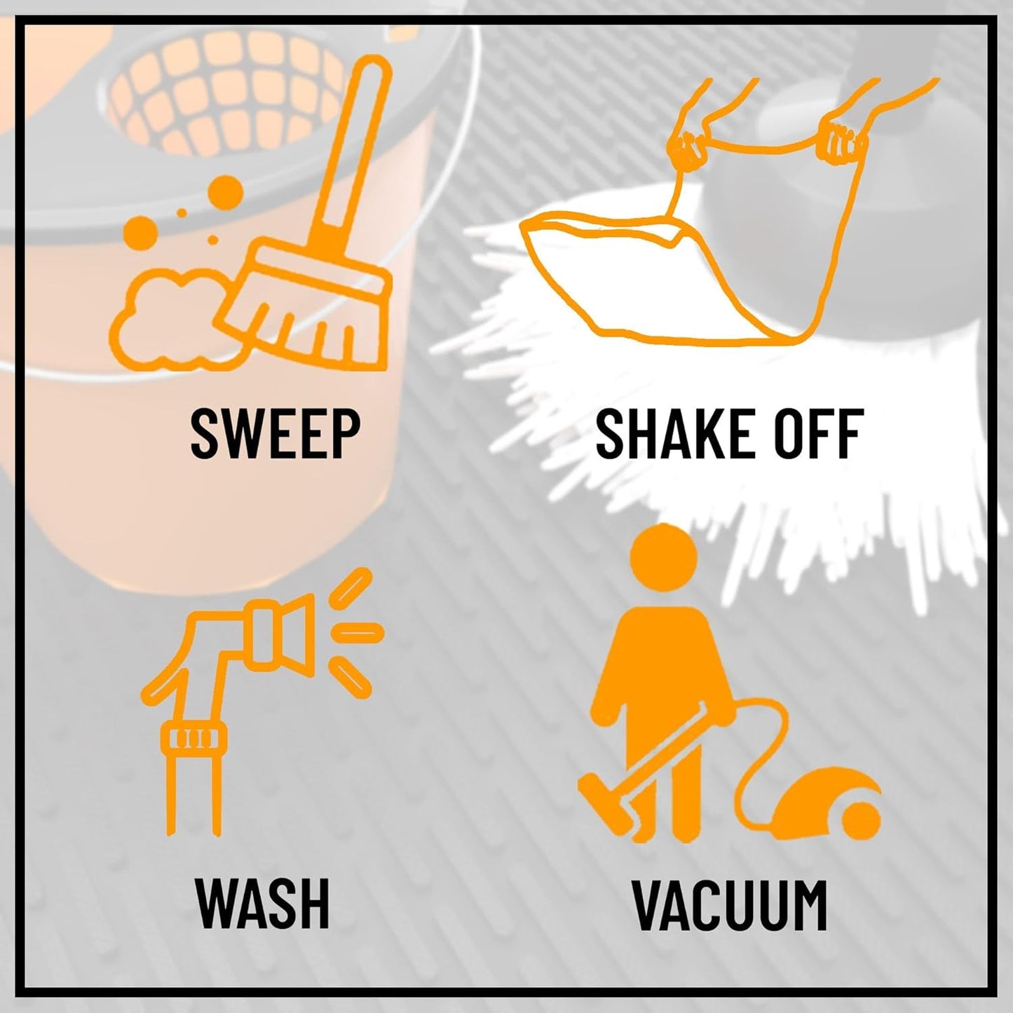 Indoor/Outdoor Hose-Wash Lines Design Non-Slip Rubber 18" x 30" Modern Entryway Mat for Entryway, Patio, Backyard, Garage, 18" x 30", Black Lines