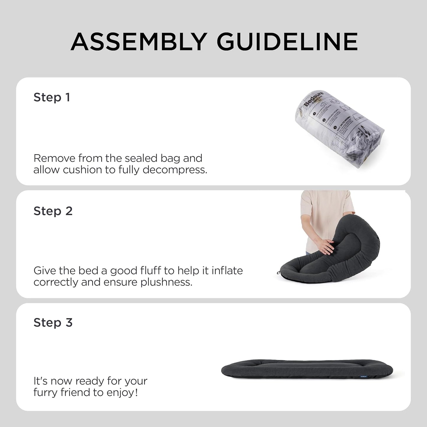 Bedsure Washable Dog Crate Pad for Medium Dogs, Anti-Slip Puppy Kennel Dog Bed for Crate - Ultra Soft Fleece Flat Thin Pet Mat (Not Chew Proof), Grey 29"x21"