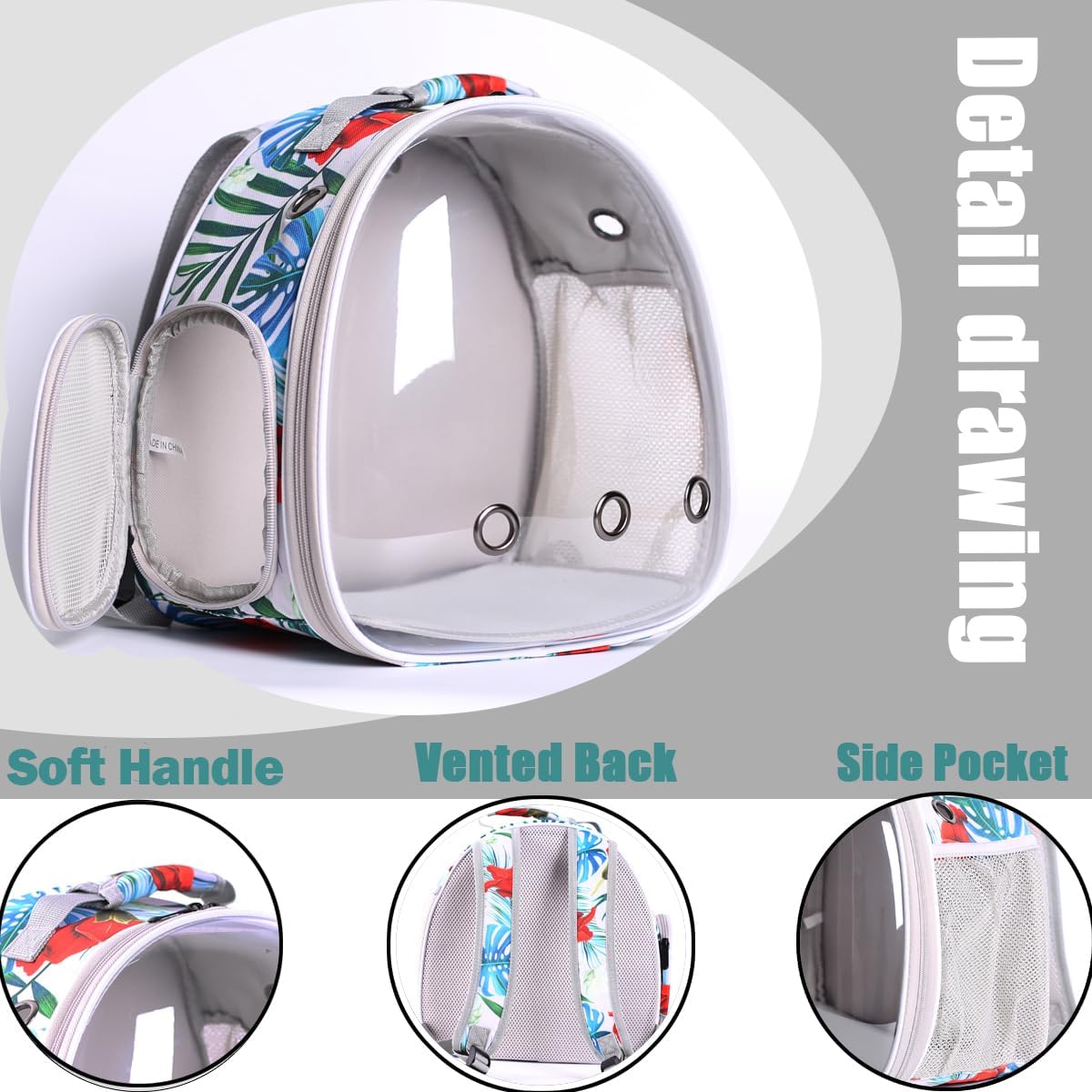 Hamster Backpack Carrier,Bearded Dragon Carrier Backpack for Kids with Clear Bubble Window,Small Animal Travel Backpack for Guinea pig Hedgehog Rat,Sugar Glider Airline Approved (Multicolor, Backpack)