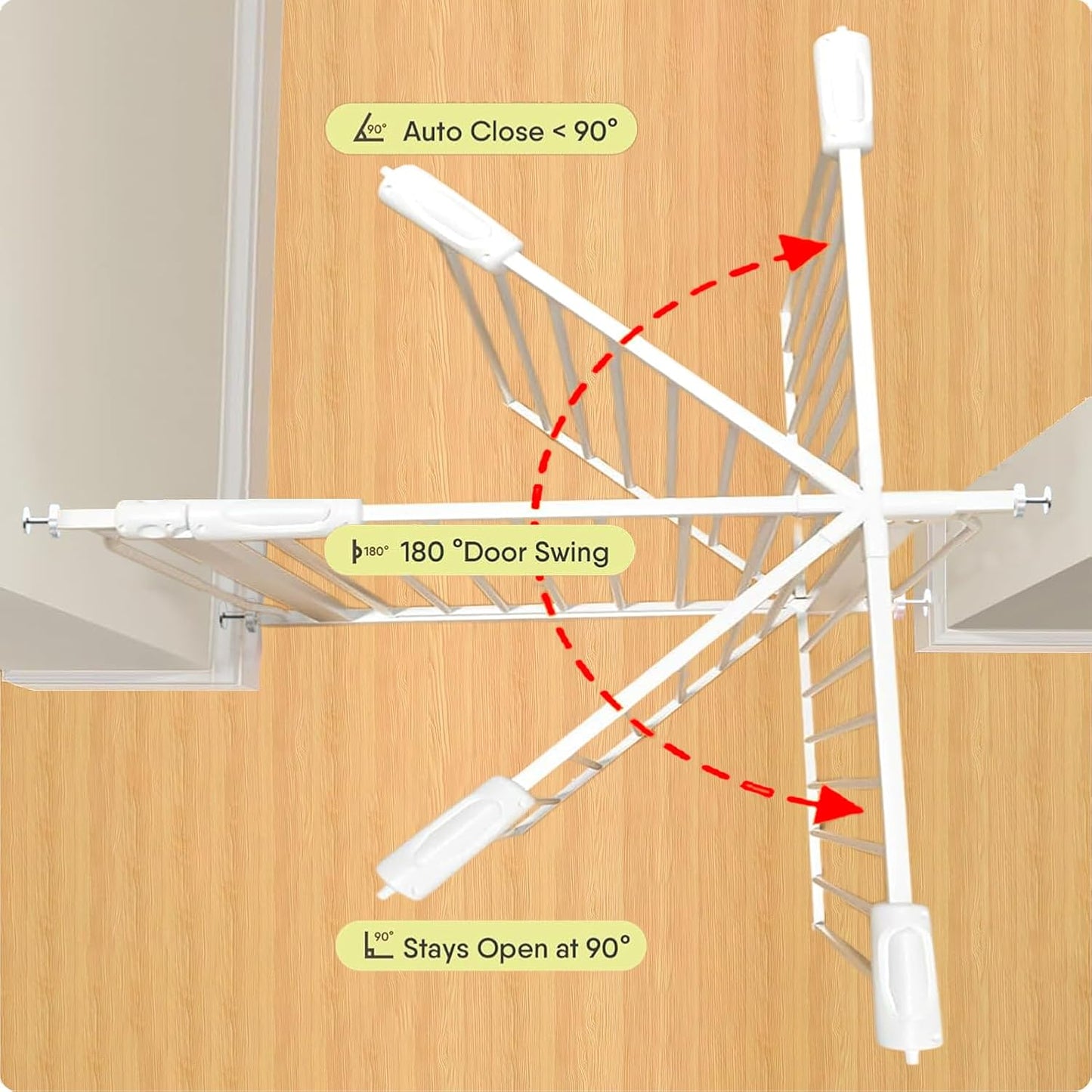 Walk Through Baby Gate 29-43.5 Inch Wide for Stairs Tension Pet Dog Gates Indoor for Doorways No Drilling Pressure Mounted Pet Gates for Kids