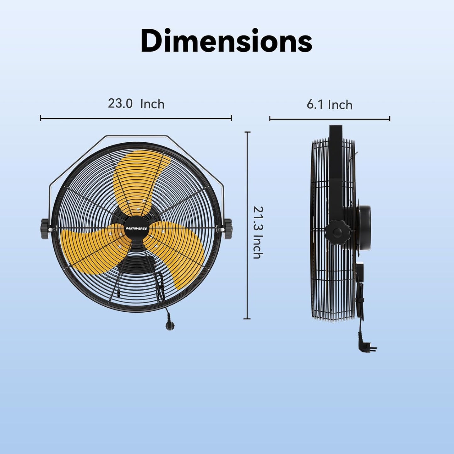 2PCS 18 Inch Wall Fan Pro Series - 4900 CFM 3 Speed High Velocity Industrial Wall Mount Fans for Commercial, Residential, Warehouse, Covered Patio, Shop, Garage, Barn, Gazebo UL Safety Listed