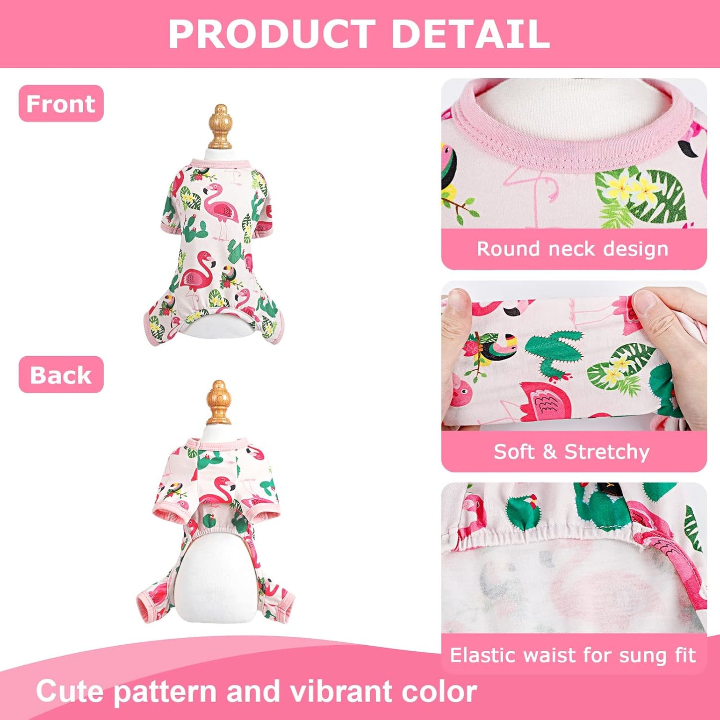 Dog Pajamas Pjs Summer Dog Clothes for Small Dogs Girl - Boy - Medium Size Dogs, Soft Stretchy Puppy Clothes Fall Doggie Onesies Cat Pet Jammies Outfit (Flamingo Pink, Large)