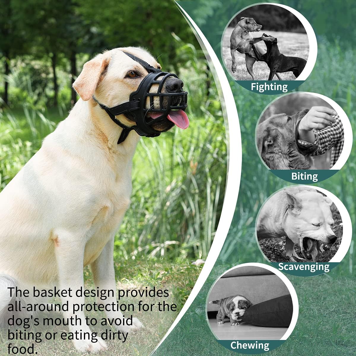 BARKLESS Dog Muzzle, Silicone Basket Muzzle for Small Medium Large Dogs, Soft Cage Mouth Cover Prevent Biting Chewing, Allow Drinking Panting, Suitable for German Shepherd