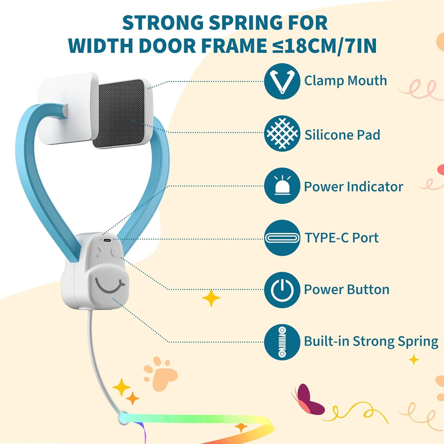 Interactive Cat Toys for Indoor Cats,Enrichment Stimulation Toys, Electric Hanging Door Clip Ribbon Kitty Toy,Automatic Play Chase Exercise Feather Toys for Bored Indoor Adult & Kitten Cats