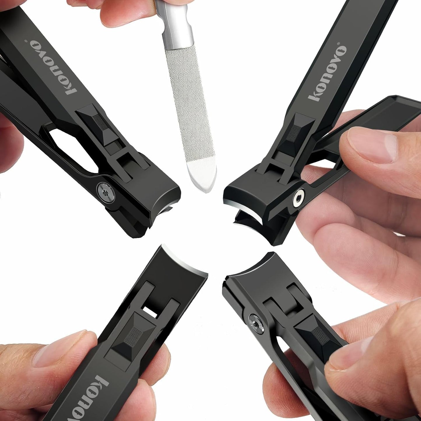 Nail Clippers Set, Ultra Sharp Sturdy Fingernail and Toenail Clipper Cutters with Visibly Tin Case, Large Toenail Clipper