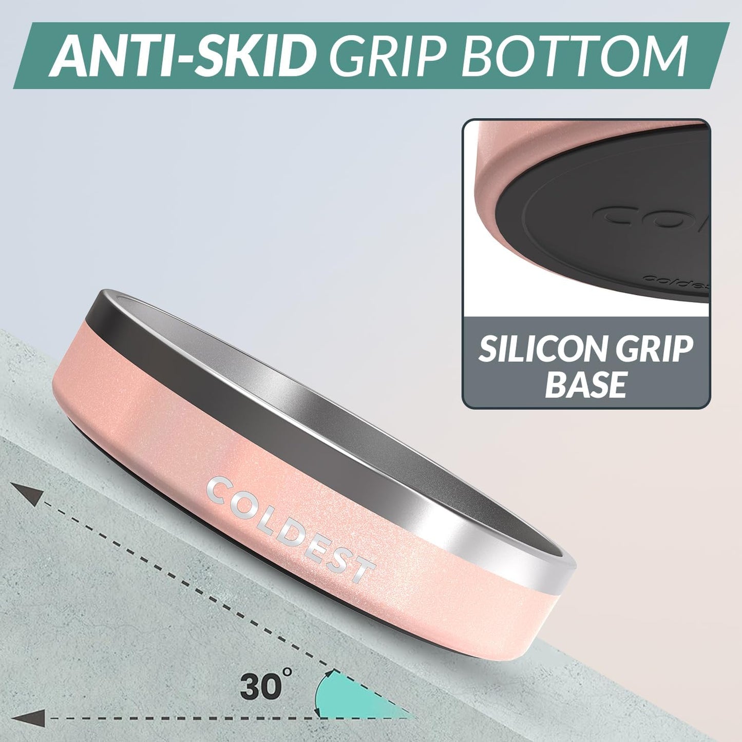 Coldest Dog Bowl - Anti Rust Metal, Non Slip, 3 Layers Insulated Stainless Steel Dog Bowls - Spill Proof & Heavy Duty - Water Bowl for Dogs, Cats & Pets, Dish Washer Safe (21 oz, Forever Pink Glitter)