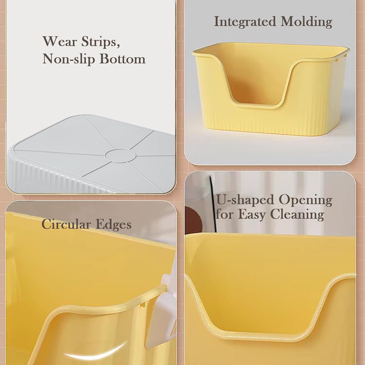 Vealind Extra Large Litter Box with High Sides, XL Litter Boxes for Big Cats, High Sided Litter Pan, Leak-Proof & Anti-Splashing, Easy Clean & Durable (25” * 17” * 13” Green)