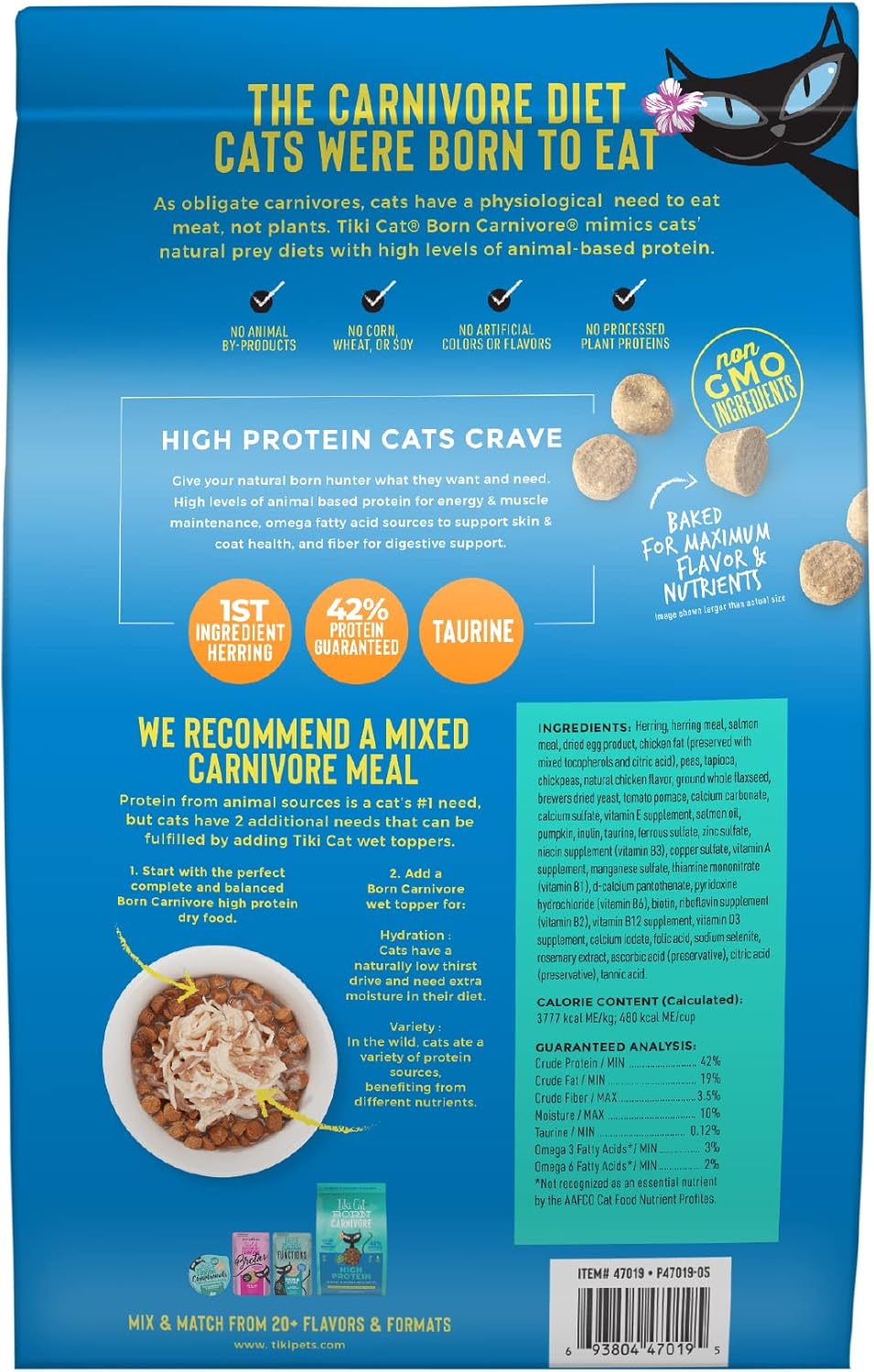 Tiki Cat Born Carnivore High Protein Dry Cat Food, Herring & Salmon Meal, 11.1 lbs. Bag