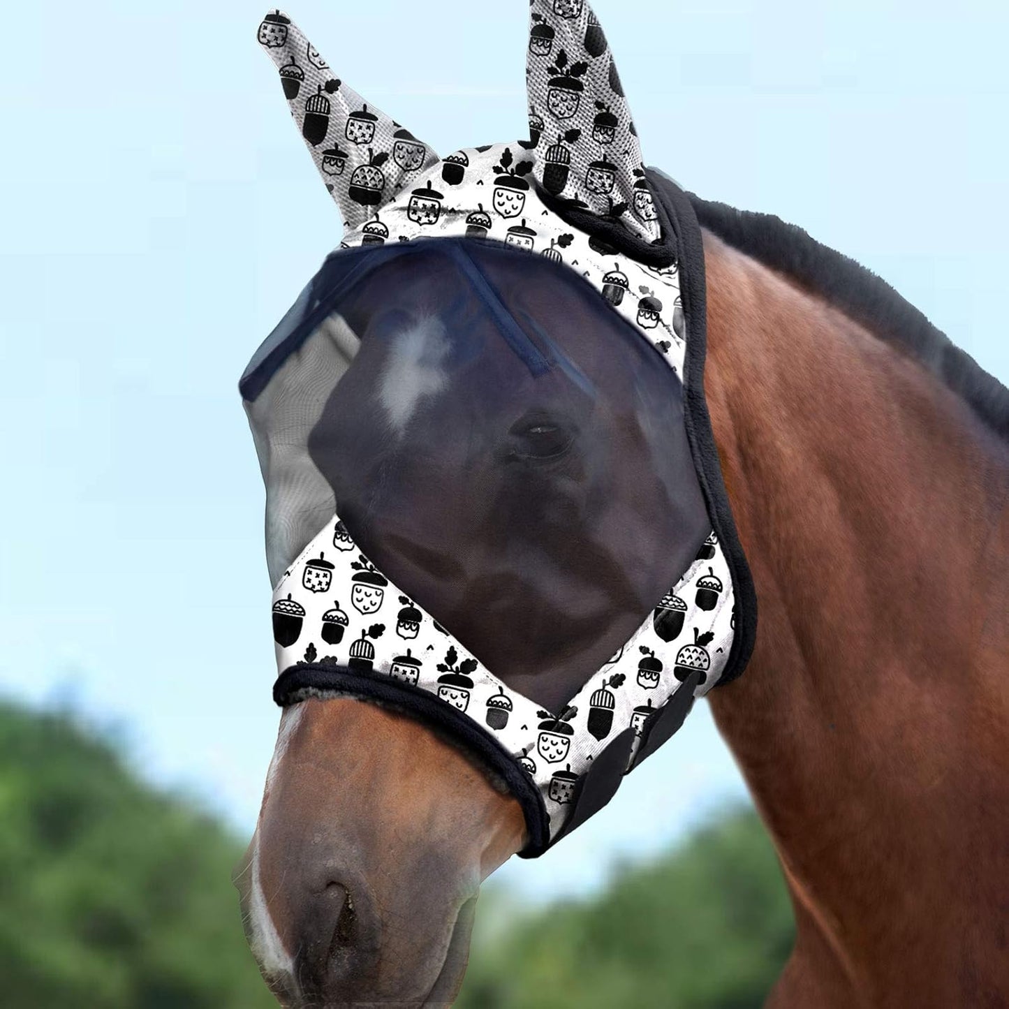 Harrison Howard LumiVista Horse Fly Mask Standard with Ears UV Protection for Horse Pine Cones M Cob