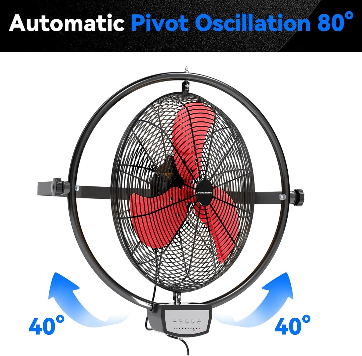 20 IN 5500 CFM Remote Control Wall Mount Fan, 3 Speed High Velocity Wall Fan with Timer, Oscillation & Tilting, Air Circulator for Garage, Commercial, Greenhouse, Warehouse & Gazebo Use, UL Listed