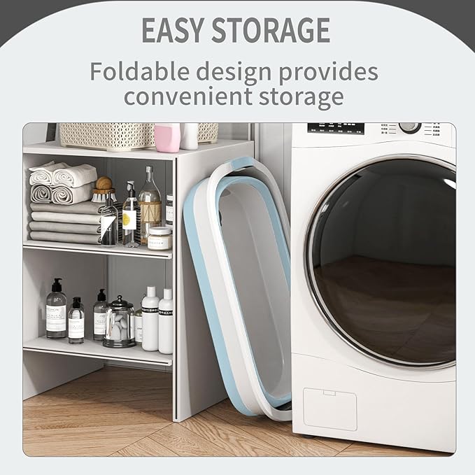 Collapsible Dog Bath Tub for Small Dogs & Cats, Portable Puppy Bath Tub with Water Drain Plug, Space Saving Foldable Pet Bathtub for Indoor & Outdoor Use, Blue