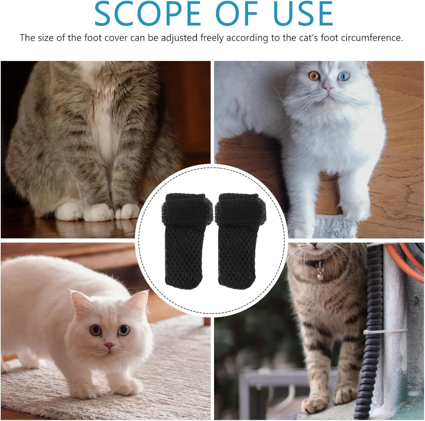 Cat Claw Covers-4pcs Cat Nail Caps Cat Nail Covers Caps Shoes Cats Socks Cat Booties to Prevent Scratching Cat Paw Protector Pet Grooming Booties for Bathing Shaving Checking