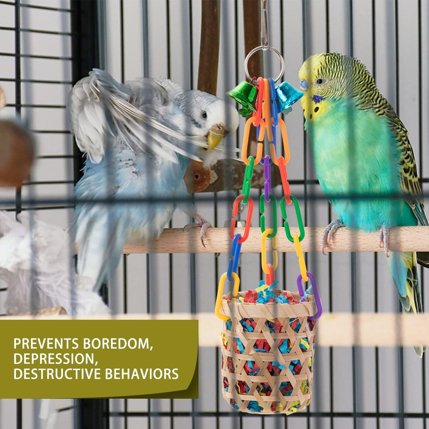 RLRICH 6 Pack Bird Colorful Chewing Toys Parrot Foraging Shredder Toys Shred Hanging Foraging Toys,Comfy Perch Parakeet Toys for Rope Bungee Bird Toy